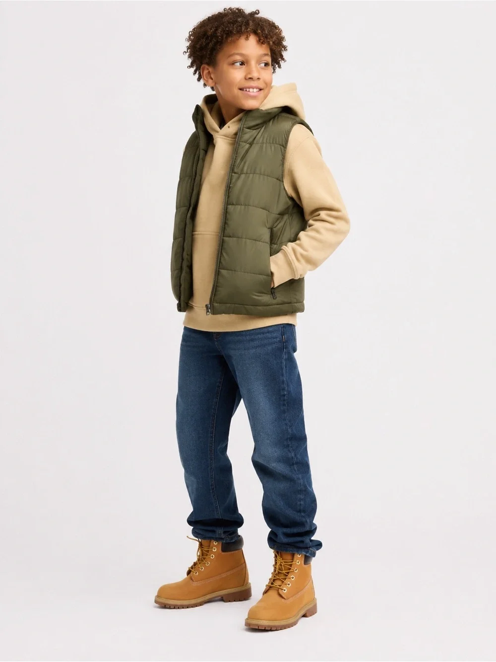 TIMBERLAND Kids Premium 6” Waterproof Boots Wheat Faux Shearling Lined Size 4